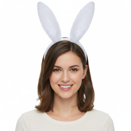 3x White Bunny Ears Headband Pack - Easter/Animal Costume (Halloween & Fancy Dress)