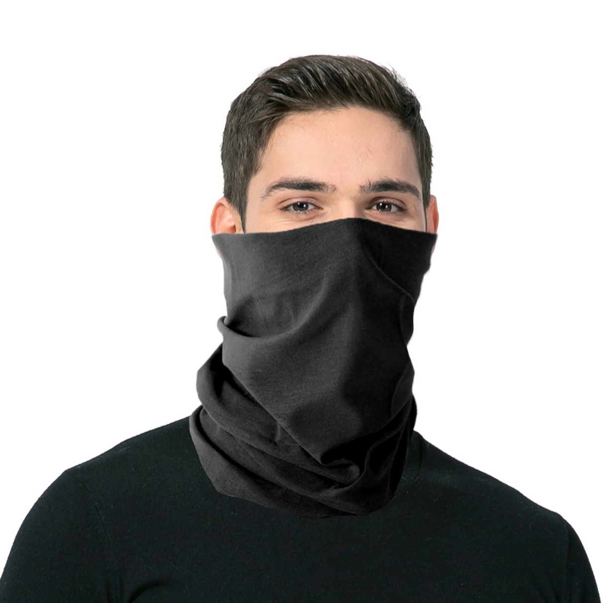 Black Seamless Tube Bandana - Neck Gaiter/Face Mask/Head Scarf for Ski & Snow