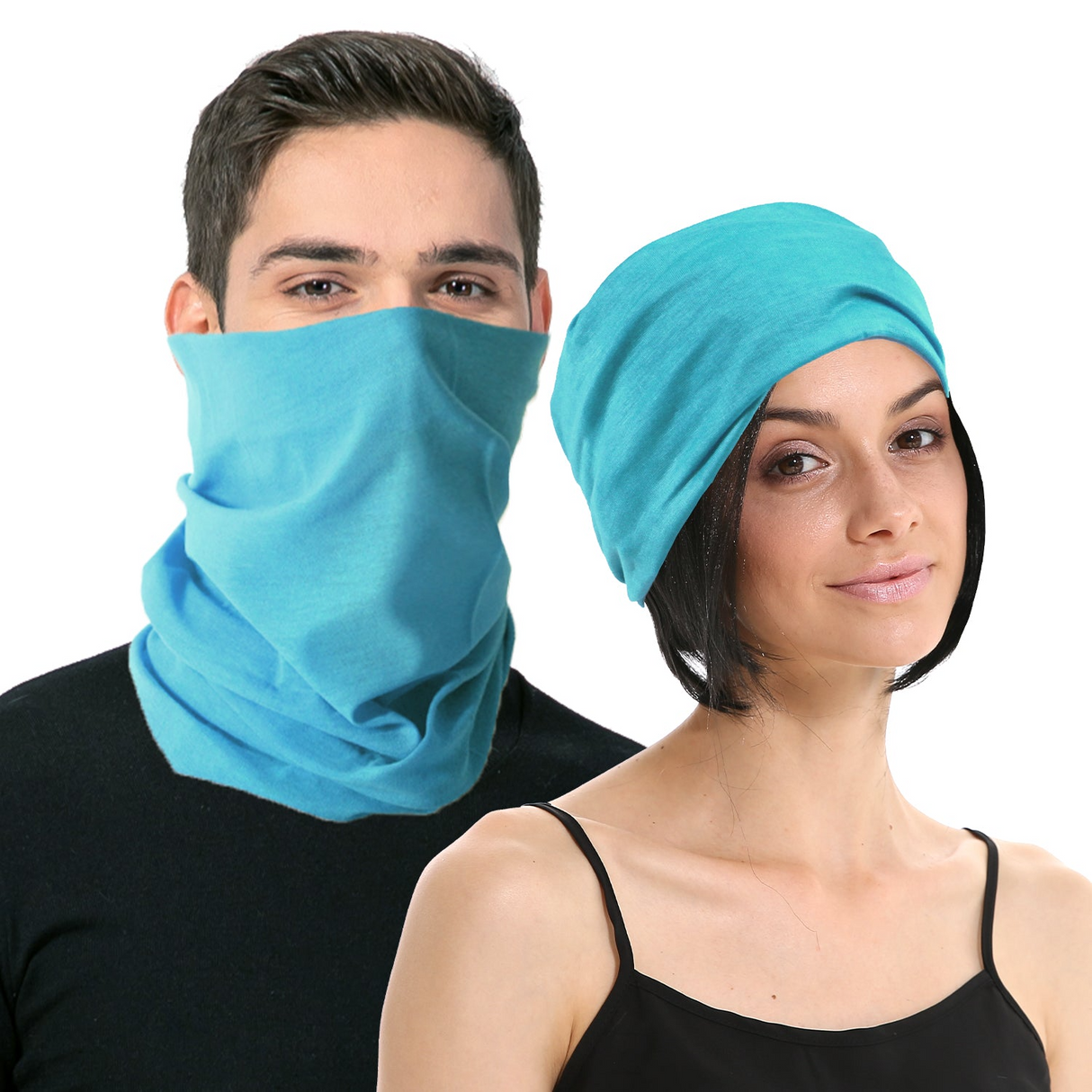 Light Blue Seamless Tube Bandana - Neck Gaiter/Face Mask/Head Scarf for Ski & Snow