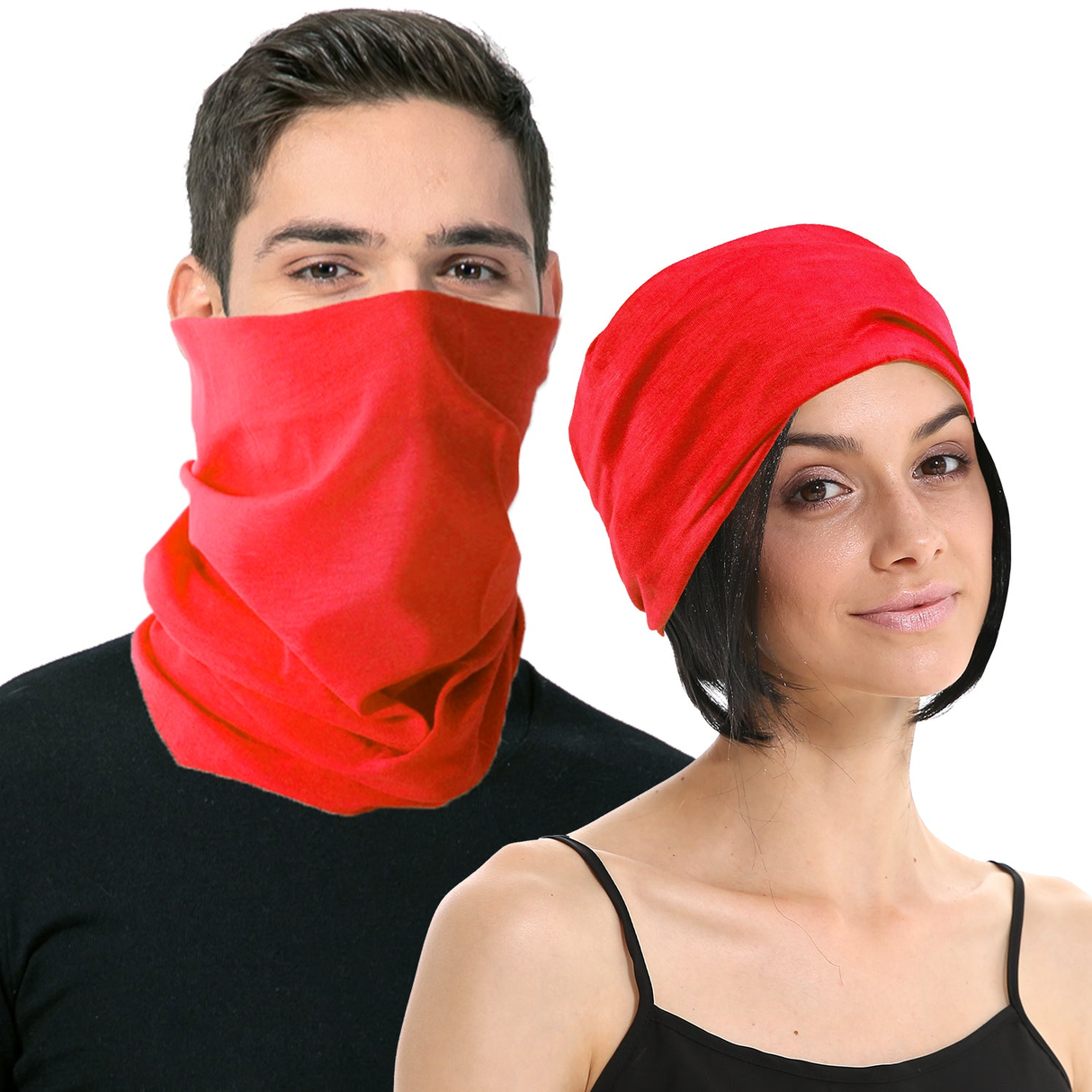 Red Seamless Tube Bandana - Neck Gaiter/Face Mask/Head Scarf for Ski & Snow