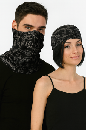 Seamless Tube Bandana Head Scarf Face Cover Mask Pattern Mask Neck Gaiter - Black