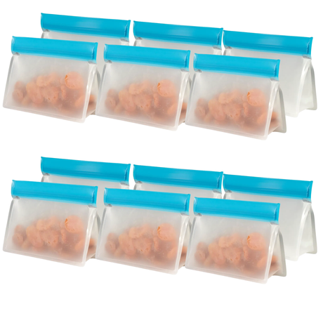 12x Avanti 250mL Reusable Stand Up Snack Bags Bulk (6 Packs of 2)