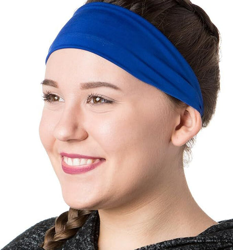 Blue Sports Headband - 8cm Elastic Stretch Hair Band (Yoga/Gym)