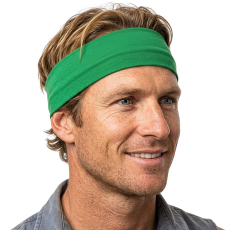 Green Sports Headband - 8cm Elastic Stretch Hair Band (Yoga/Gym)