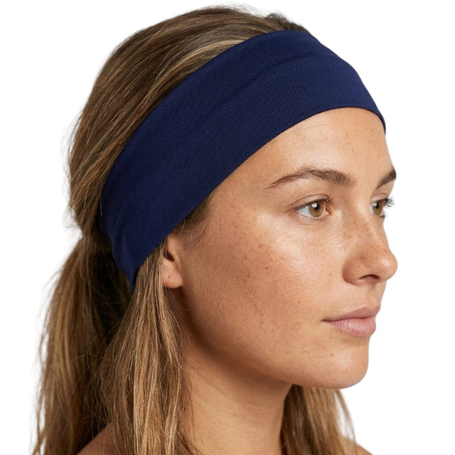 Navy Blue Sports Headband - 8cm Elastic Stretch Hair Band (Yoga/Gym)