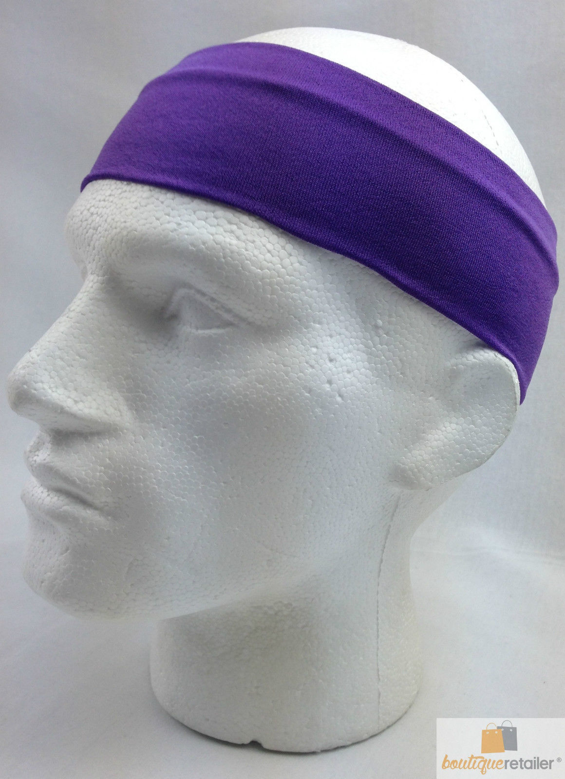 PLAIN HEADBAND Elastic Stretch Sports Yoga Hair Band Unisex 8cm Wide Wrap