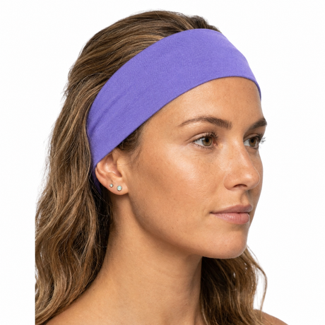 Purple Sports Headband - 8cm Elastic Stretch Hair Band (Yoga/Gym)