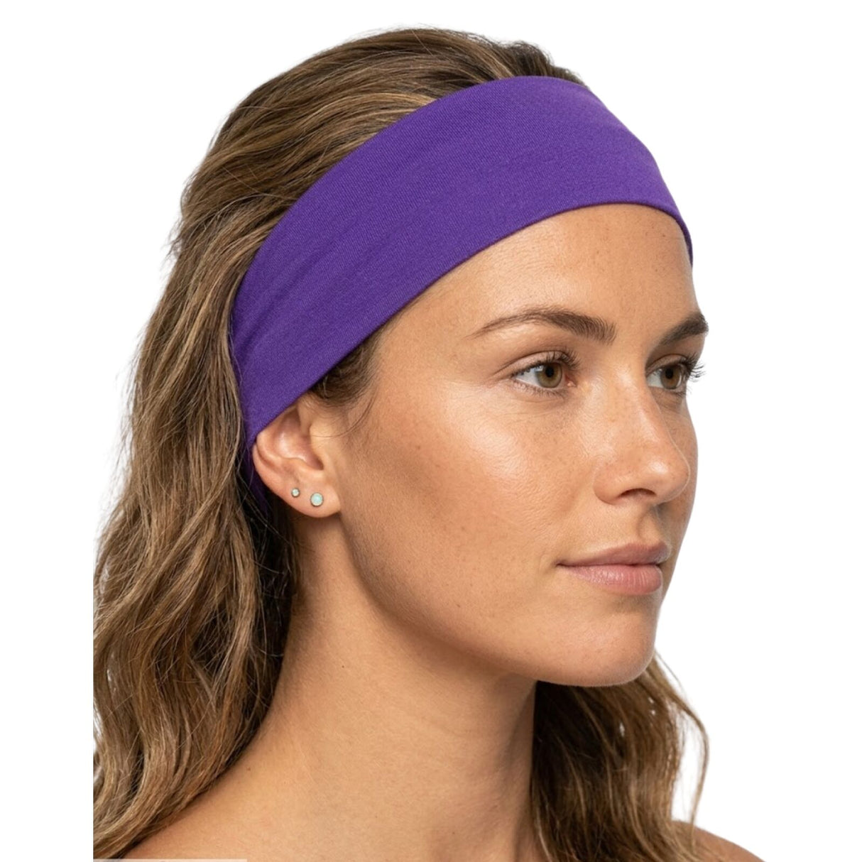 Purple Sports Headband - 8cm Elastic Stretch Hair Band (Yoga/Gym)