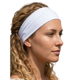 White Sports Headband - 8cm Elastic Stretch Hair Band (Yoga/Gym)