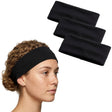 3x Black Sports Headband Pack - 8cm Elastic Stretch Hair Band (Yoga/Gym)