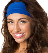 3x Blue Sports Headband Pack - 8cm Elastic Stretch Hair Band (Yoga/Gym)