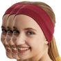 3x Burgundy Sports Headband Pack - 8cm Elastic Stretch Hair Band (Yoga/Gym)