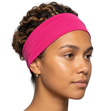 3x Hot Pink Sports Headband Pack - 8cm Elastic Stretch Hair Band (Yoga/Gym)