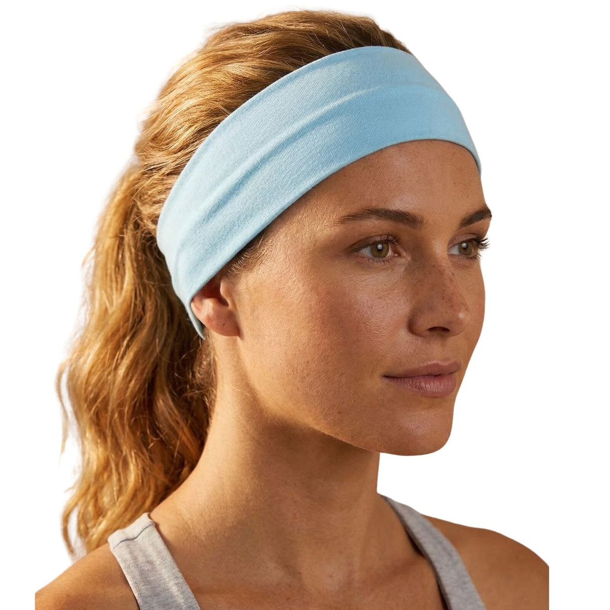 3x Sky Blue Sports Headband Pack - 8cm Elastic Stretch Hair Band (Yoga/Gym)