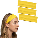 3x Yellow Sports Headband Pack - 8cm Elastic Stretch Hair Band (Yoga/Gym)