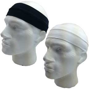 2pc Black & White Sports Headband Set - 8cm Elastic Stretch Hair Band (Yoga/Gym)