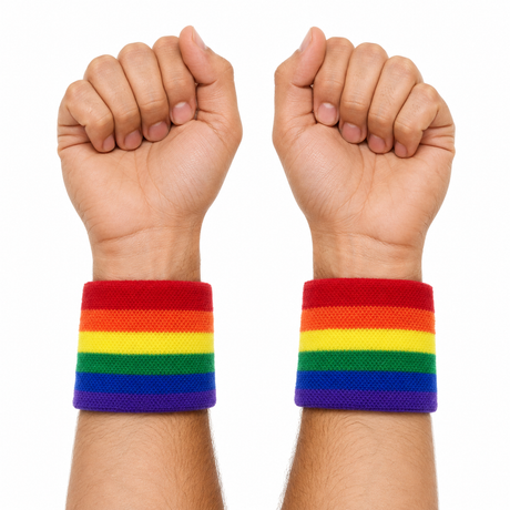 2x Rainbow Wristbands - Gay/Lesbian Pride/LGBTQ+/Mardi Gras Party Accessory