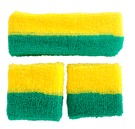 3pcs Australia Green & Gold/Yellow Headband & Wristband Set for Australia Day & More