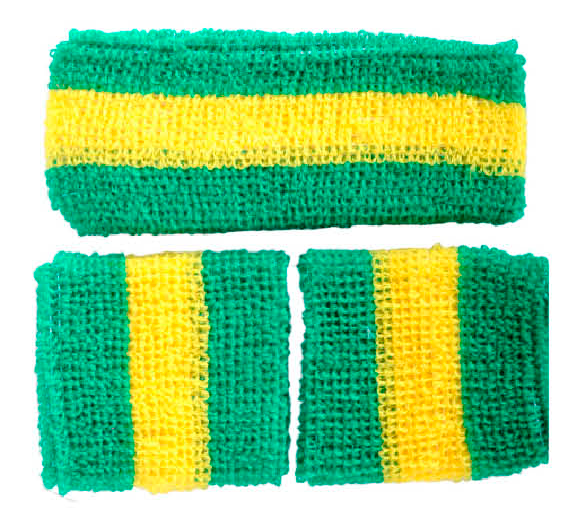 3pcs Australia Green & Gold/Yellow Headband & Wristband Set for Australia Day & More