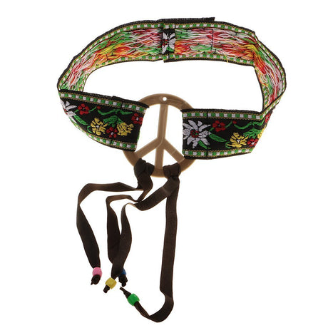 60s/70s Flower Peace Symbol Daisy Headband - Hippie Costume (Fancy Dress Party Accessory)