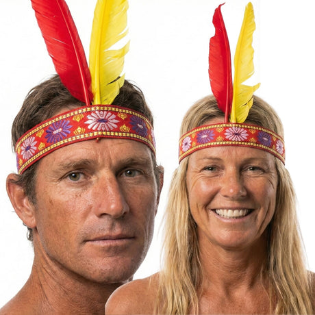 Native American Two Feather Headdress Headband - Halloween & Fancy Dress Costume