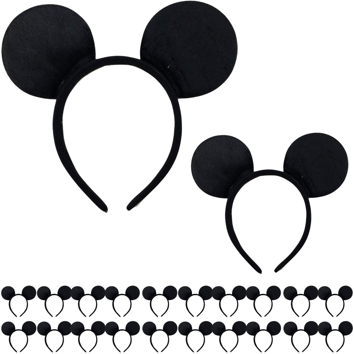 12x Black Mouse Headband Bulk Pack -  Animal Halloween/Party Costume Hair Band