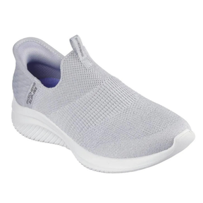 Skechers Ultra Flex 3.0 Glitter Me Slip On Shoes in Grey/Silver Size US 9