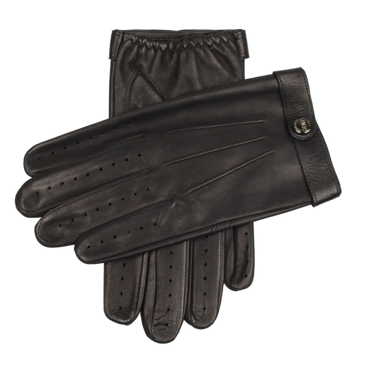 Dents Mens Unlined Leather Driving Gloves - Daniel Craig Spectre - Black (Made in England)