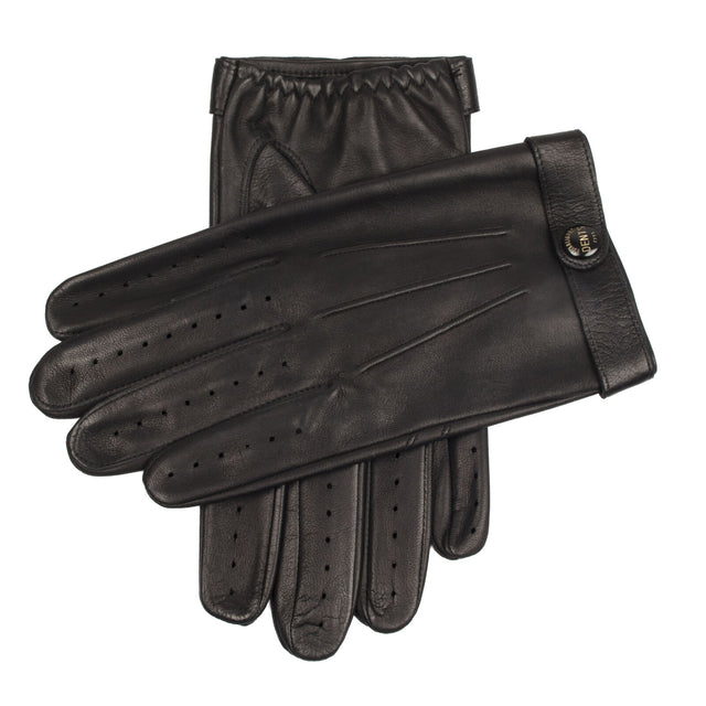 Dents Mens Unlined Leather Driving Gloves - Daniel Craig Spectre - Black (Made in England)