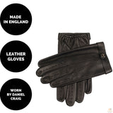 Dents Mens Unlined Leather Driving Gloves - Daniel Craig Spectre - Black (Made in England)