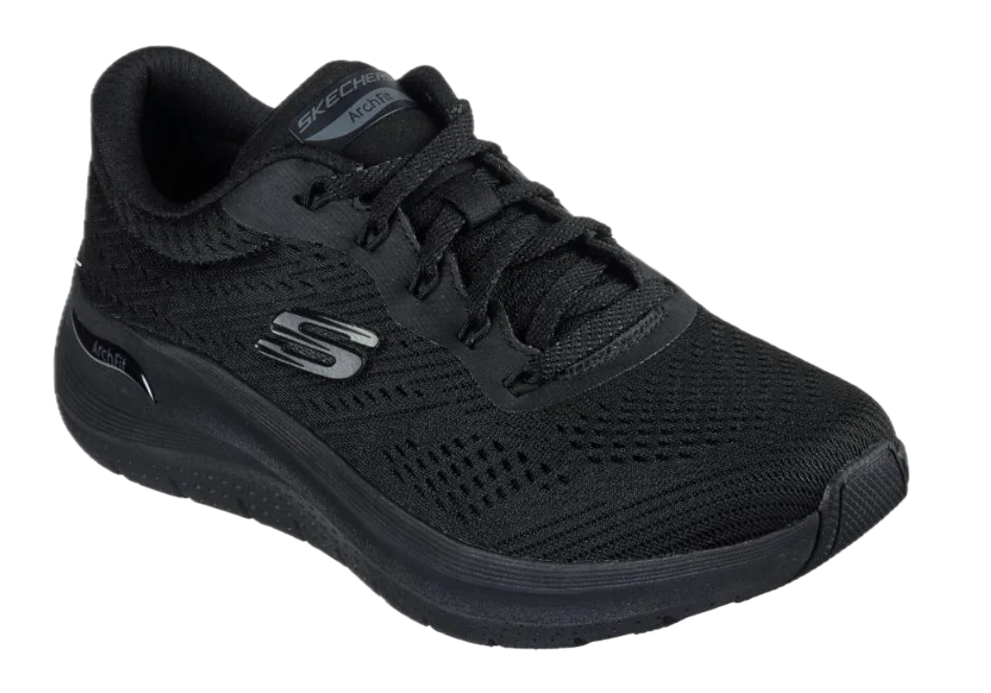 Skechers Womens Arch Fit 2.0 Big League Shoes Sneakers in Black/Black - US 11