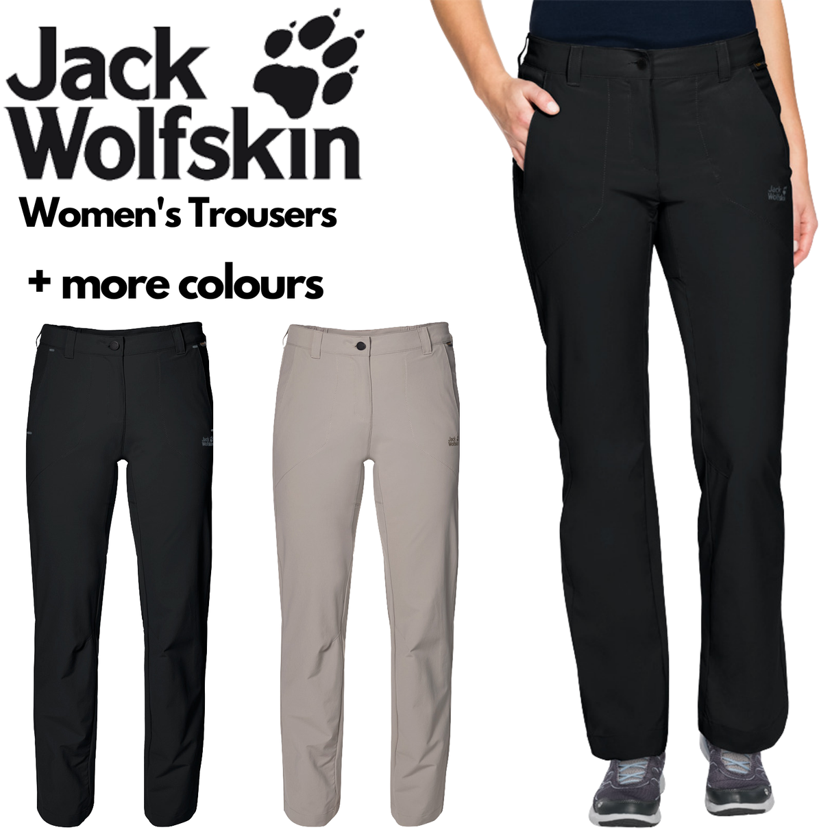 Jack Wolfskin Womens Flexlite Pants Trousers Bottoms Hiking Trekking Casual - Moon Rock