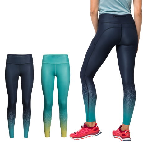 Jack Wolfskin Starry Night Womens Ladies Leggings Workout Gym Running Ladies - Aquamarine All Over