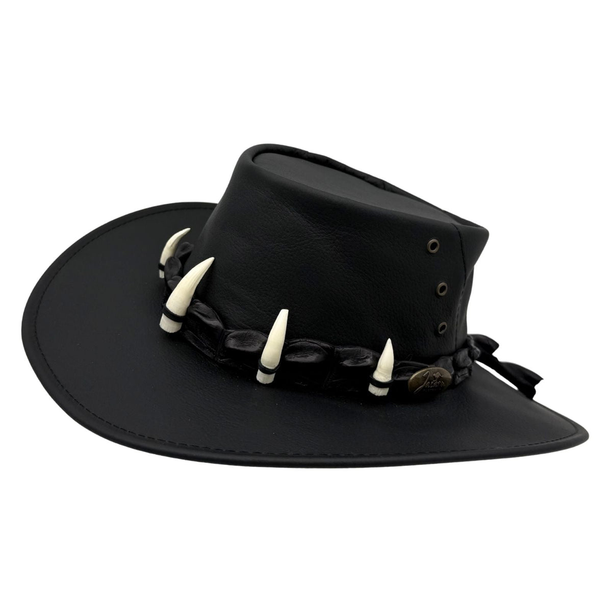 Jacaru 150 Ayers Croc Kangaroo Leather Hat - Crocodile Teeth Hatband Water Resistant & UPF 50+ (Made in Australia)