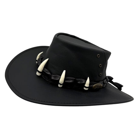 Jacaru 150 Ayers Croc Kangaroo Leather Hat - Crocodile Teeth Hatband Water Resistant & UPF 50+ (Made in Australia)