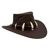 Jacaru 150 Ayers Croc Kangaroo Leather Hat - Crocodile Teeth Hatband Water Resistant & UPF 50+ (Made in Australia)