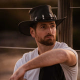 Jacaru 150 Ayers Croc Kangaroo Leather Hat - Crocodile Teeth Hatband Water Resistant & UPF 50+ (Made in Australia)
