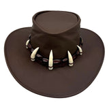 Jacaru 150 Ayers Croc Kangaroo Leather Hat - Crocodile Teeth Hatband Water Resistant & UPF 50+ (Made in Australia)