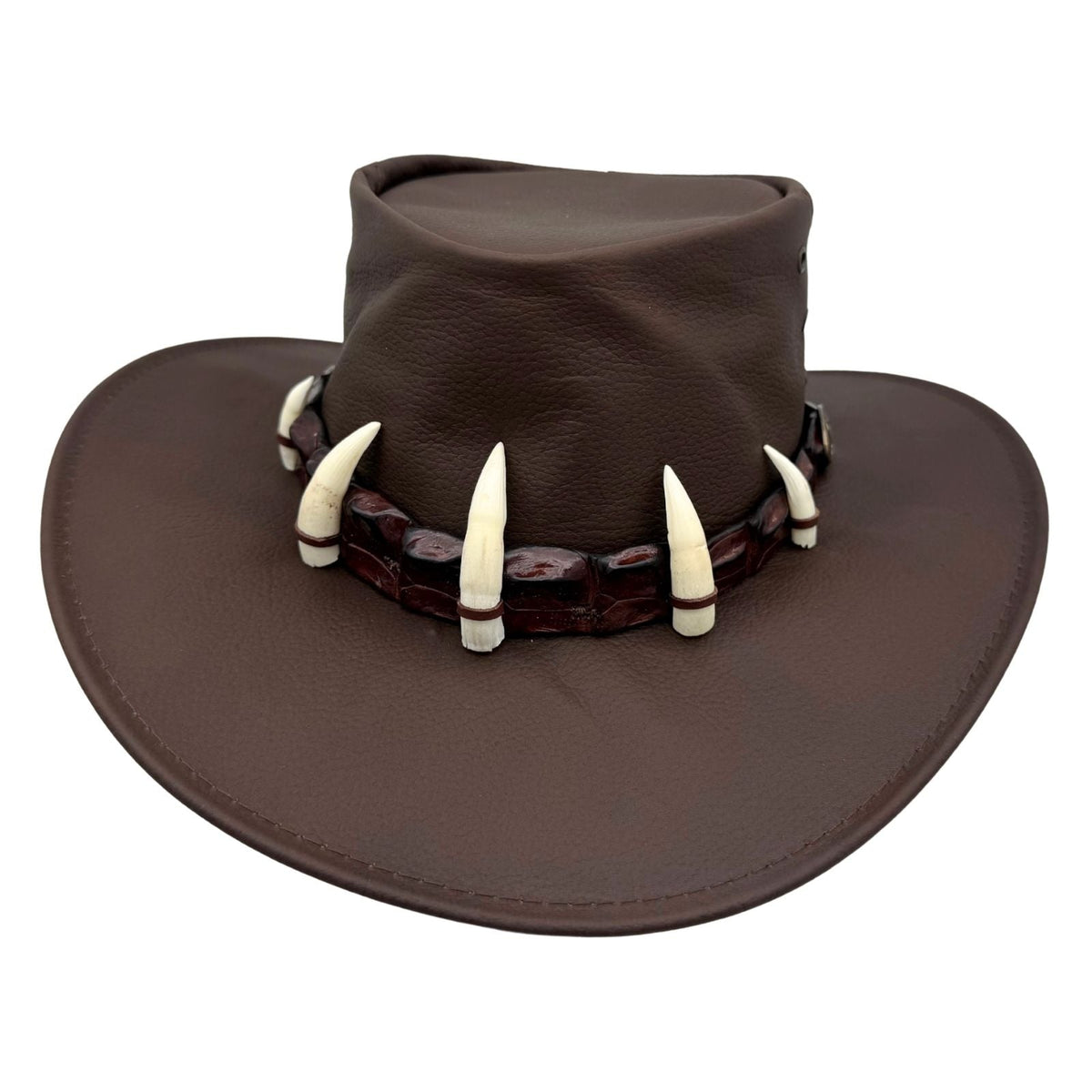 Jacaru 150 Ayers Croc Kangaroo Leather Hat - Crocodile Teeth Hatband Water Resistant & UPF 50+ (Made in Australia)
