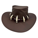 Jacaru 150 Ayers Croc Kangaroo Leather Hat - Crocodile Teeth Hatband Water Resistant & UPF 50+ (Made in Australia)