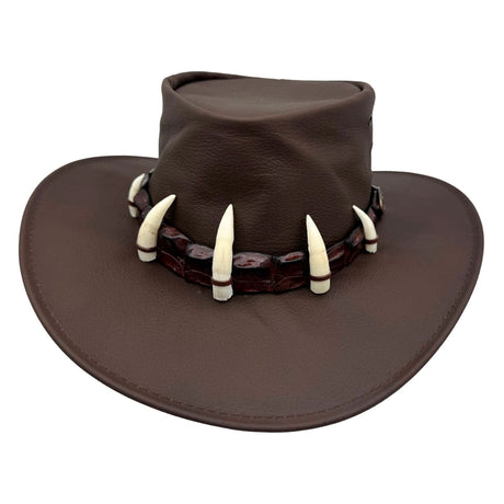 Jacaru 150 Ayers Croc Kangaroo Leather Hat - Crocodile Teeth Hatband Water Resistant & UPF 50+ (Made in Australia)