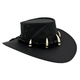 Jacaru 150 Ayers Croc Kangaroo Leather Hat - Crocodile Teeth Hatband Water Resistant & UPF 50+ (Made in Australia)