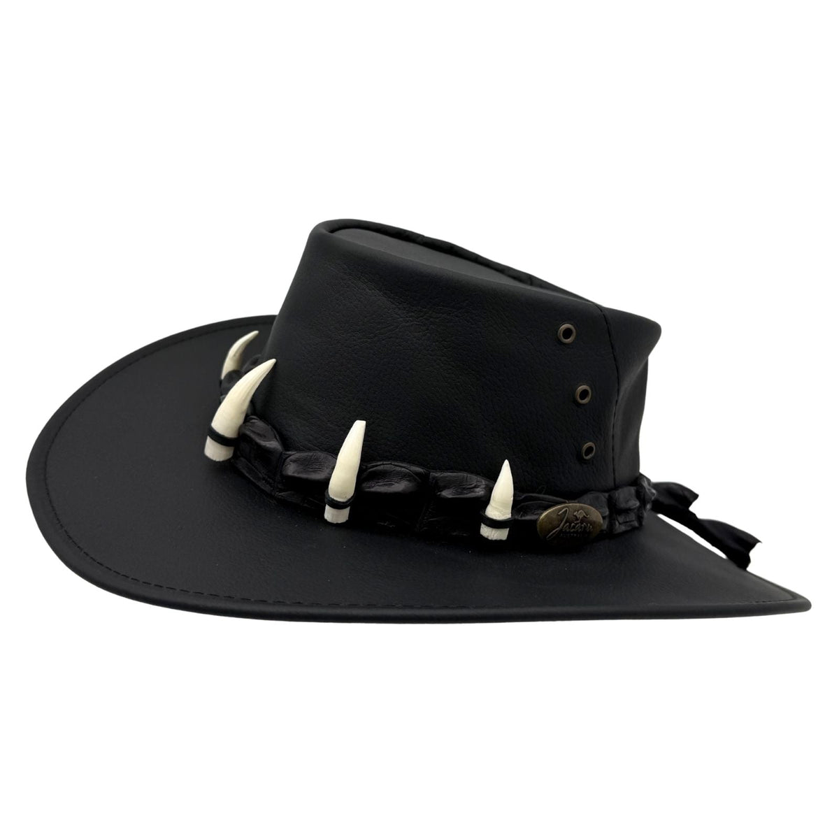Jacaru 150 Ayers Croc Kangaroo Leather Hat - Crocodile Teeth Hatband Water Resistant & UPF 50+ (Made in Australia)