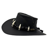Jacaru 150 Ayers Croc Kangaroo Leather Hat - Crocodile Teeth Hatband Water Resistant & UPF 50+ (Made in Australia)