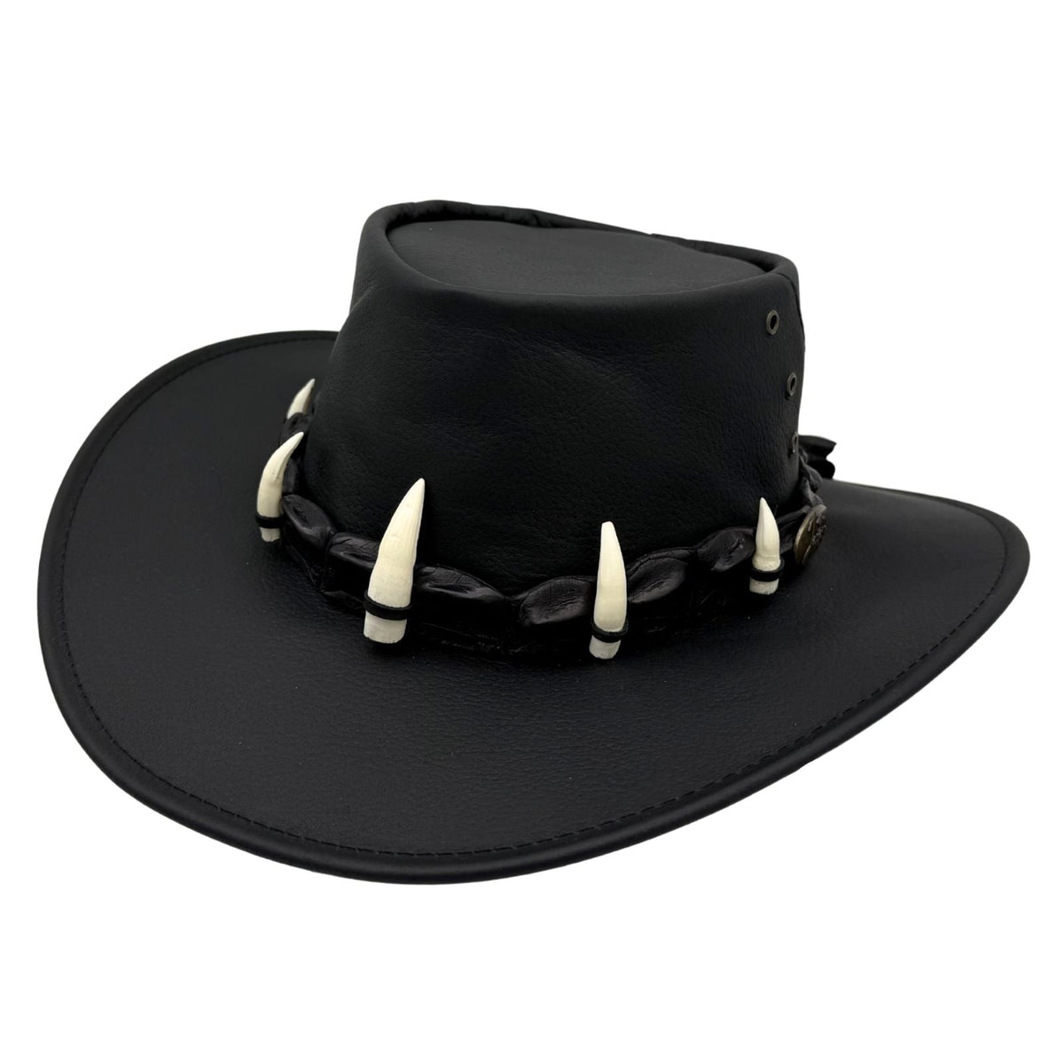 Jacaru 150 Ayers Croc Kangaroo Leather Hat - Crocodile Teeth Hatband Water Resistant & UPF 50+ (Made in Australia)