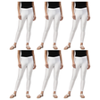 6x Adult White Metallic Leggings Bulk Pack - Shiny Neon Pants for Dance Costume/80s Retro Party