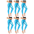 6x Adult Light Blue Metallic Leggings Bulk Pack - Shiny Neon Pants for Dance Costume/80s Retro Party