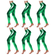 6x Adult Green Metallic Leggings Bulk Pack - Shiny Neon Pants for Dance Costume/80s Retro Party