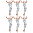 6x Adult Silver Metallic Leggings Bulk Pack - Shiny Neon Pants for Dance Costume/80s Retro Party
