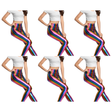 6x Adult Rainbow Metallic Leggings Bulk Pack - Shiny Neon Pants for Dance Costume/80s Retro Party